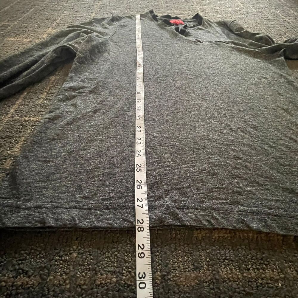 Guess Mens XL Charcoal Grey Heathered Split Neck Long Sleeve Zipper Pocket Shirt - Picture 7 of 8